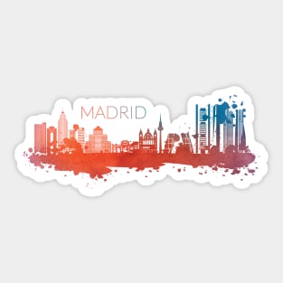 Madrid Watercolor Skyline Sticker